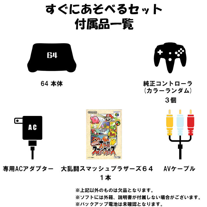 ニンテンドー 64 本体 大乱闘スマッシュブラザーズ64 セット 3人で遊べるセット 任天堂【中古】