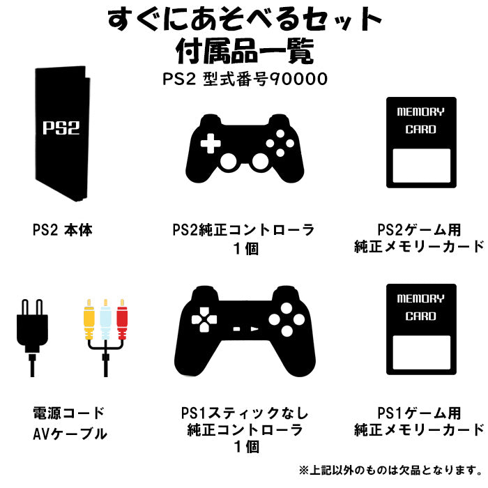 PS2 本体 薄型 すぐ遊べる純正セット PS1コントローラ メモリーカード付き 4色選べるカラー型番 PlayStation2 プレステ2【中古】
